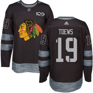 Mens Chicago Blackhawks #19 Jonathan Toews Black 1917-2017 100th Anniversary Stitched NHL Jersey