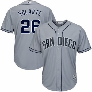 Men\'s Majestic San Diego Padres #26 Yangervis Solarte Replica Grey Road Cool Base MLB Jersey