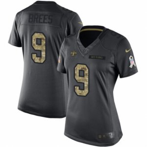 Women\'s Nike New Orleans Saints #9 Drew Brees Limited Black 2016 Salute to Service NFL Jersey