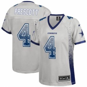 Women\'s Nike Dallas Cowboys #4 Dak Prescott Limited Grey Drift Fashion NFL Jersey