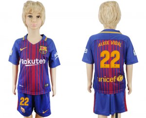 2017-18 Barcelona 22 ALEIX VIDAL Home Youth Soccer Jersey