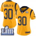 Nike Rams #30 Todd Gurley II Gold Women 2019 Super Bowl LIII Color Rush Limited Jersey