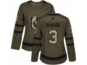 Women Adidas Vegas Golden Knights #3 Brayden McNabb Authentic Green Salute to Service NHL Jersey