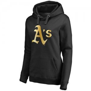 Womens Oakland Athletics Gold Collection Pullover Hoodie Black