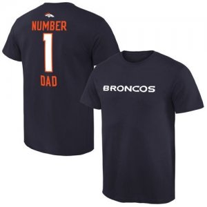 Mens Denver Broncos Pro Line College Number 1 Dad T-Shirt Navy