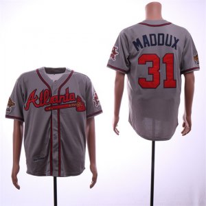 Braves #31 Greg Maddux Gray 1995 Throwback Jersey