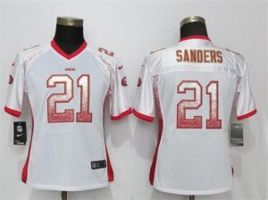 Nike 49ers #21 Deion Sanders White Women Drift Fashion Jersey