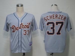 mlb detroit tigers #37 scherzer grey