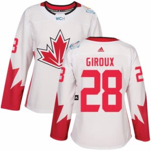 Women\'s Adidas Team Canada #28 Claude Giroux Premier White Home 2016 World Cup Hockey Jersey