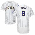 Men's Majestic Milwaukee Brewers #8 Ryan Braun White Flexbase Authentic Collection MLB Jersey
