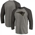 New England Patriots NFL Pro Line by Fanatics Branded Black Gray Tri Blend 34-Sleeve T-Shirt