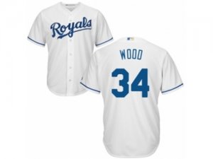 Mens Majestic Kansas City Royals #34 Travis Wood Replica White Home Cool Base MLB Jersey