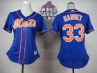 Women New York Mets #33 Matt Harvey Blue Alternate W 2015 World Series Patch Stitched MLB Jersey