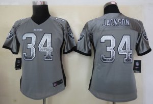 Women New Nike Oakland Raiders 34 Jackson Drift Fashion Grey Elite Jerseys