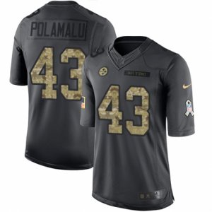 Mens Nike Pittsburgh Steelers #43 Troy Polamalu Limited Black 2016 Salute to Service NFL Jersey