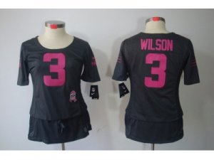 Nike Womens Seattle Seahawks #3 Russell Wilson grey Jerseys[breast cancer awareness]