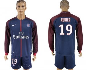 2017-18 Paris Saint-Germain 19 AURIER Home Long Sleeve Soccer Jersey