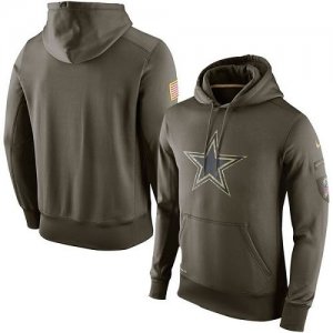 Men Dallas Cowboys Nike Olive Salute To Service KO Performance Hoodie