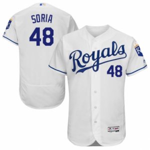Men\'s Majestic Kansas City Royals #48 Joakim Soria White Flexbase Authentic Collection MLB Jersey