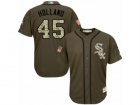 Youth Majestic Chicago White Sox #45 Derek Holland Replica Green Salute to Service MLB Jersey