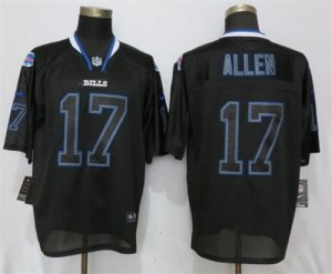 Nike Bills #17 Josh Allen Black Lights Out Elite Jersey