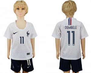 France 11 DEMBELE Away Youth 2018 FIFA World Cup Soccer Jersey