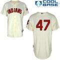 Men's Majestic Cleveland Indians #47 Trevor Bauer Replica Cream Alternate 2 Cool Base MLB Jersey