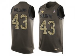 Mens Nike New Orleans Saints #43 Marcus Williams Limited Green Salute to Service Tank Top NFL Jersey