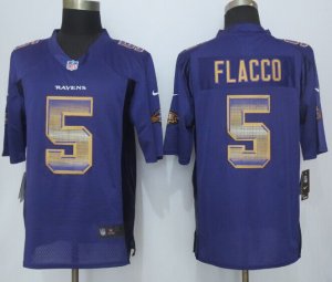 2015 New Nike Baltimore Ravens #5 Flacco Purple Strobe Jerseys(Limited)