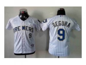 Youth mlb jerseys milwaukee brewers #9 segura white[blue strip]