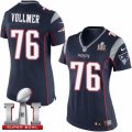 Womens Nike New England Patriots #76 Sebastian Vollmer Elite Navy Blue Team Color Super Bowl LI 51 NFL Jersey