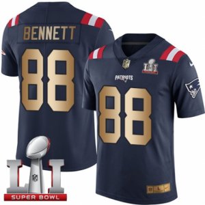 Mens Nike New England Patriots #88 Martellus Bennett Limited Navy Gold Rush Super Bowl LI 51 NFL Jersey