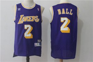 Lakers #2 Lonzo Ball Purple Hardwood Classics Jersey