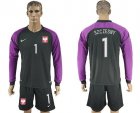 Poland #1 Szczesny Black Goalkeeper Long Sleeves Soccer Country Jersey