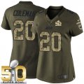 Women Nike Panthers #20 Kurt Coleman Green Super Bowl 50 Stitched Salute to Service Jersey