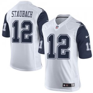 Nike Dallas Cowboys #12 Roger Staubach White Rush Jerseys(Limited)