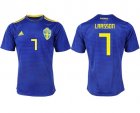 Sweden 7 LARSSON Away 2018 FIFA World Cup Thailand Soccer Jers