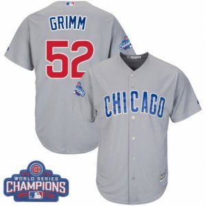 Youth Majestic Chicago Cubs #52 Justin Grimm Authentic Grey Road 2016 World Series Champions Cool Base MLB Jersey