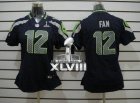 Nike Seattle Seahawks #12 Fan Steel Blue Team Color Super Bowl XLVIII Women NFL Limited Jersey