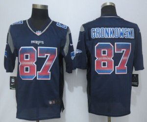 2015 New Nike New England Patriots #87 Gronkowski Navy Blue Strobe Jerseys(Limited)