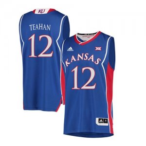 Kansas Jayhawks #12 Chris Teahan Blue Throwback College Basketball Jersey