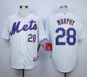 New York Mets #28 Daniel Murphy White(Blue Strip) Cool Base Stitched MLB Jersey