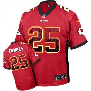 Nike Kansas City Chiefs #25 Jamaal Charles Red Jersey(Elite Drift Fashion)