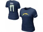 Women Nike San Diego Chargers #17 Phillip Rivers Name & Number T-Shirt D.Blue