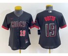 Women's Cincinnati Reds #19 Joey Votto Number Black 2023 City Connect Cool Base Stitched Jersey2