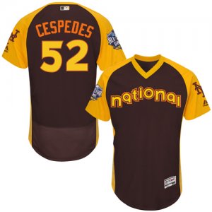 Mens Majestic New York Mets #52 Yoenis Cespedes Brown 2016 All-Star National League BP Authentic Collection Flex Base MLB Jersey