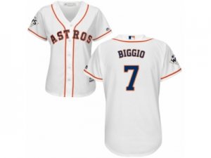 Women Majestic Houston Astros #7 Craig Biggio Replica White Home 2017 World Series Bound Cool Base MLB Jersey