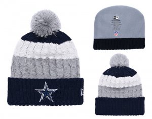 Cowboys Fresh Logo Navy Cuffed Pom Knit Hat YD