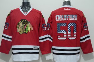 NHL Chicago Blackhawks #50 Corey Crawford Red Jerseys(USA Flag Fashion)