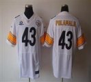 Nike Steelers #43 Troy Polamalu White With Hall of Fame 50th Patch NFL Elite Jersey